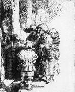 Beggars receiving alms at the door of a house